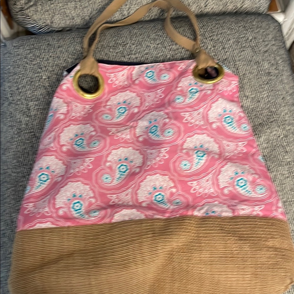 Peter Millar, new w/o tag, very lightweighPink Paisley Tote Bag with Tan Accents
